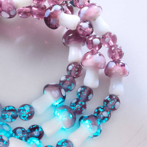 Plum | .925 Sterling Silver | Deluxe Firefly Glass Mushroom Bracelet