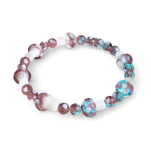 Plum | .925 Sterling Silver | Deluxe Firefly Glass Mushroom Bracelet