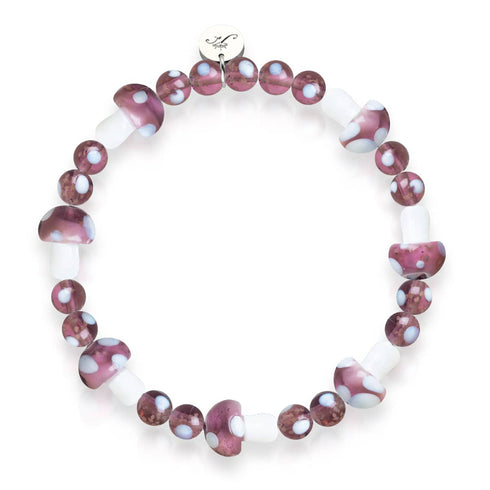Plum | .925 Sterling Silver | Deluxe Firefly Glass Mushroom Bracelet