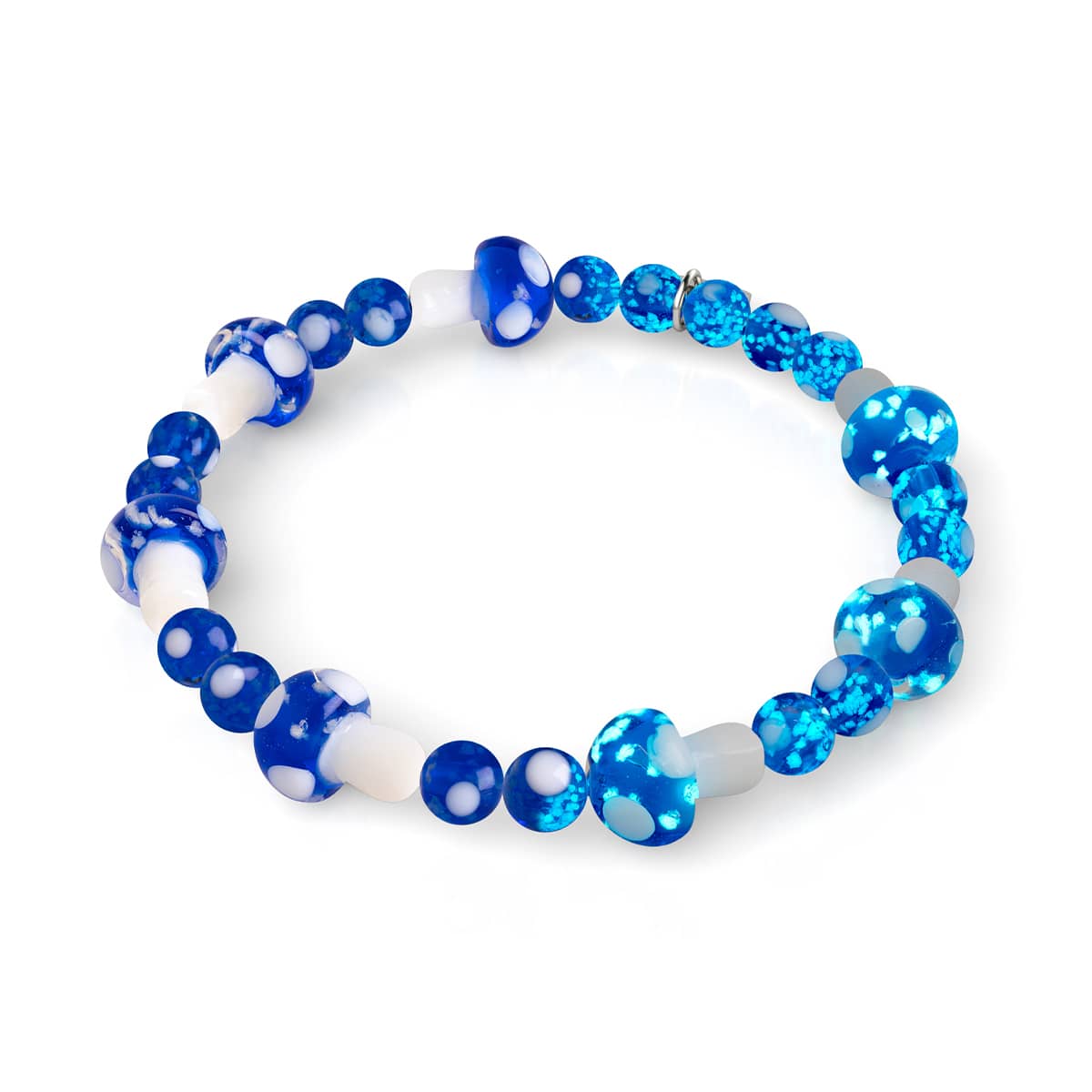 Ultramarine | .925 Sterling Silver | Deluxe Firefly Glass Mushroom Bracelet