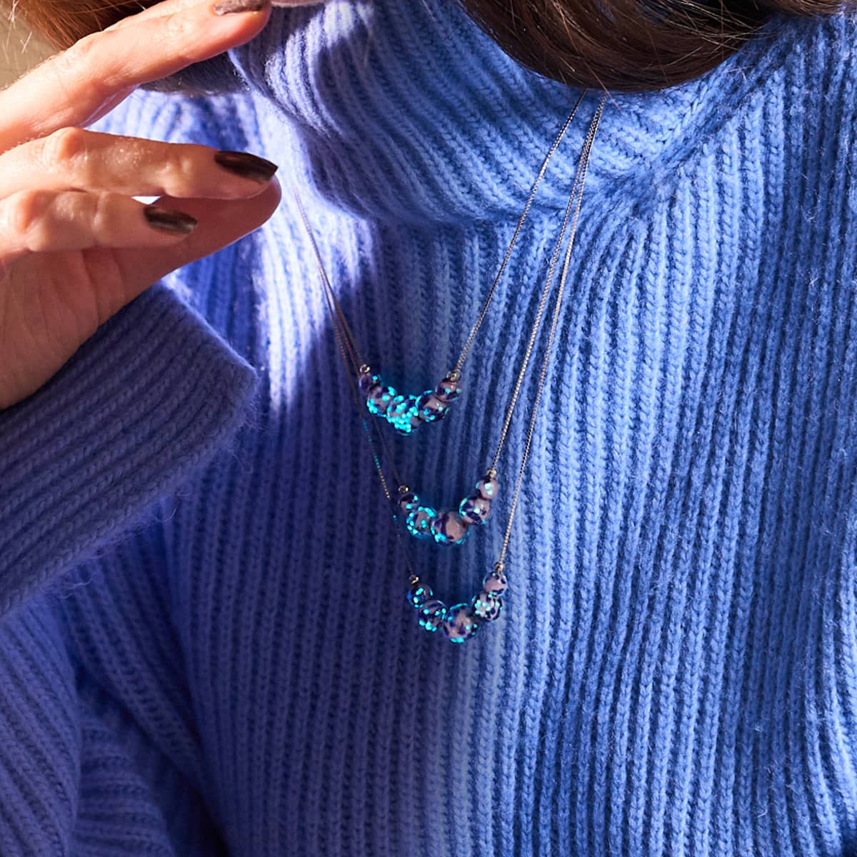 Blue Iris | .925 Sterling Silver | Firefly Glass Infinity Clasp Necklace