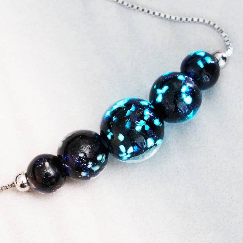 Pitch Black | .925 Sterling Silver | Firefly Glass Infinity Clasp Necklace