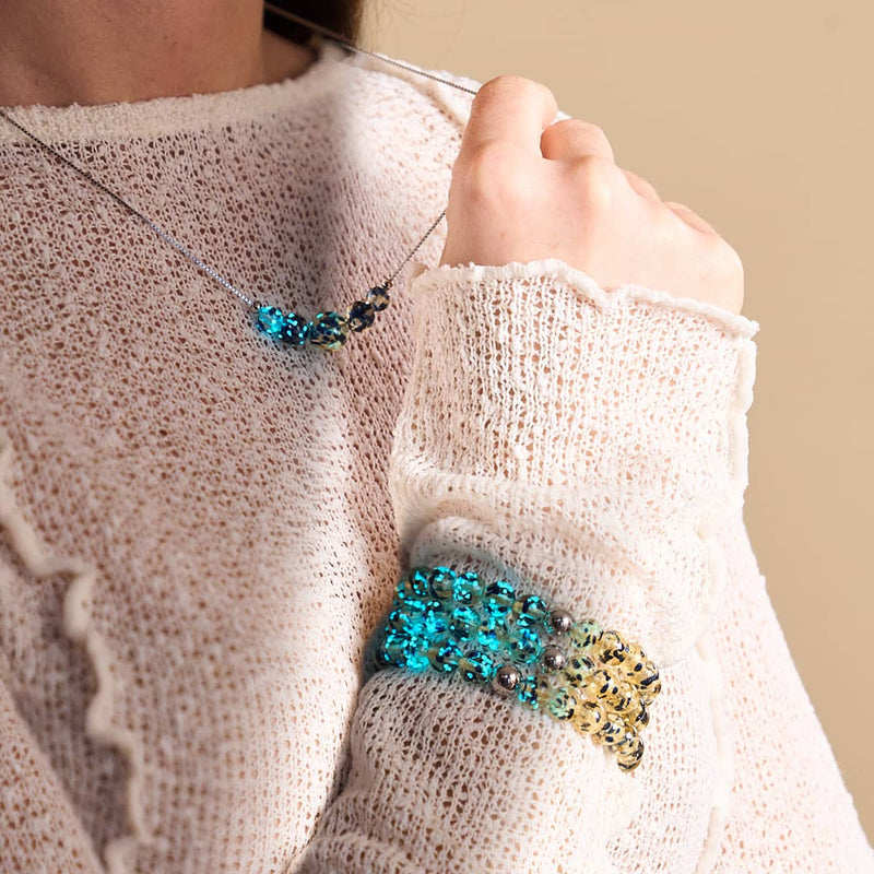 Sandstone Flame | .925 Sterling Silver | Firefly Glass Infinity Clasp Necklace