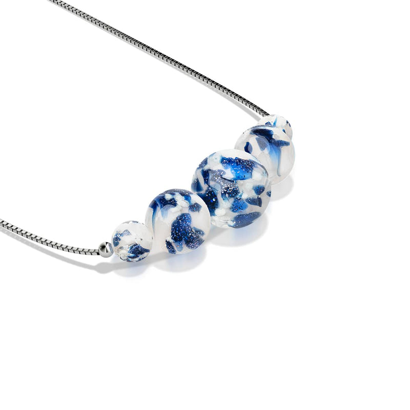 Starlit Waves | .925 Sterling Silver | Firefly Glass Infinity Clasp Necklace