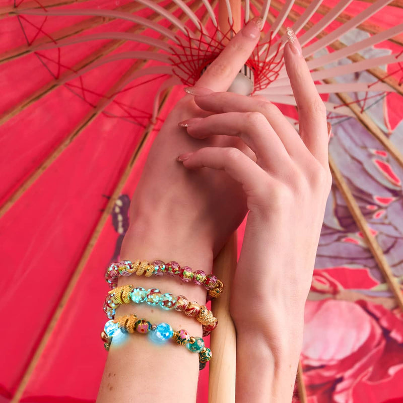 Golden Snake | Firework Glass Rose Bracelet