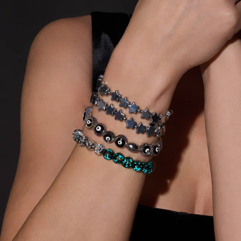 Neon Black | .925 Sterling Silver | Firework Glass Bracelet