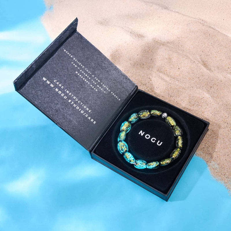 Onyx Flicker | .925 Sterling Silver | Firework Glass Pebble Bracelet