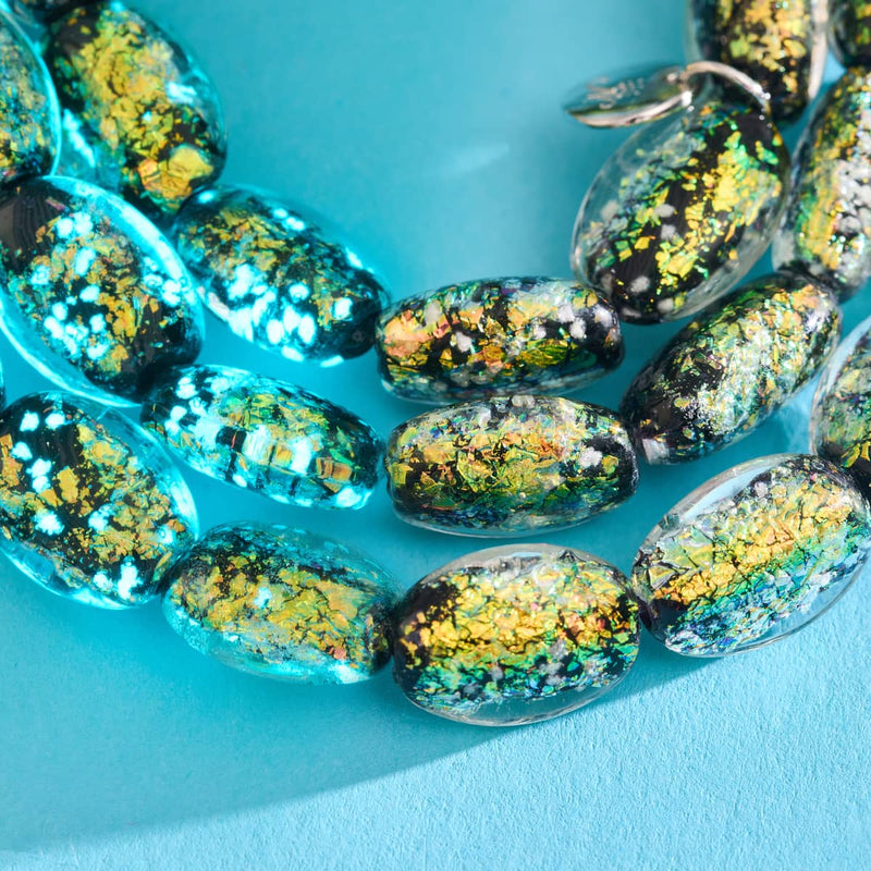 Onyx Flicker | .925 Sterling Silver | Firework Glass Pebble Bracelet