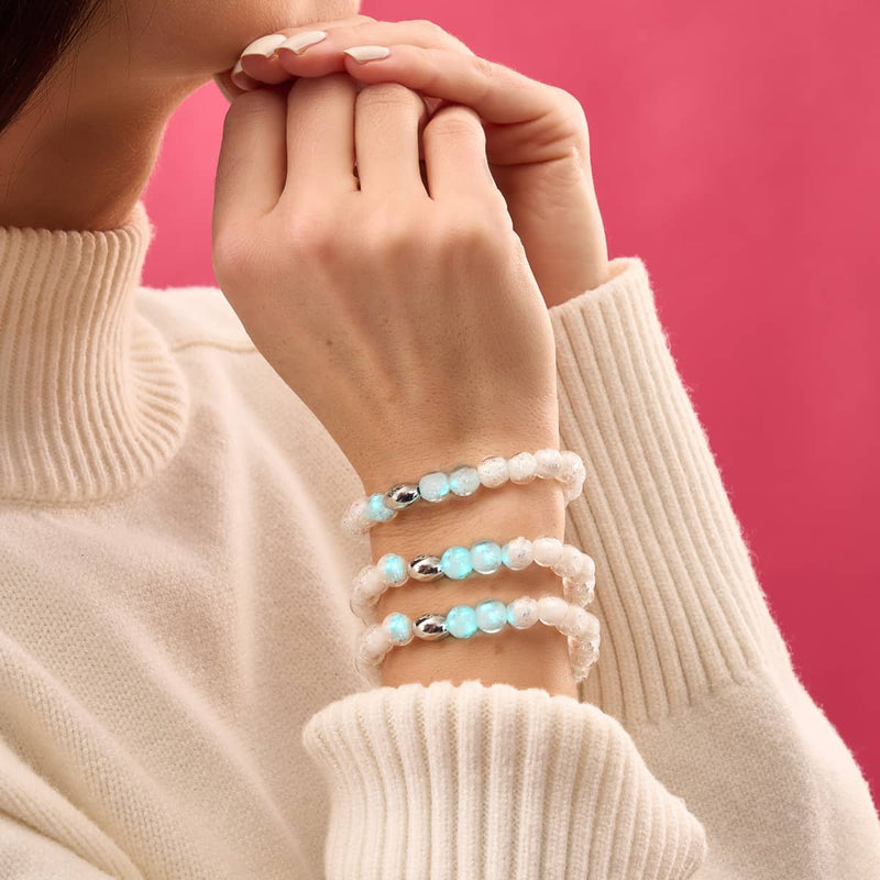 Rainbow White | .925 Sterling Silver | Firework Glass Bracelet