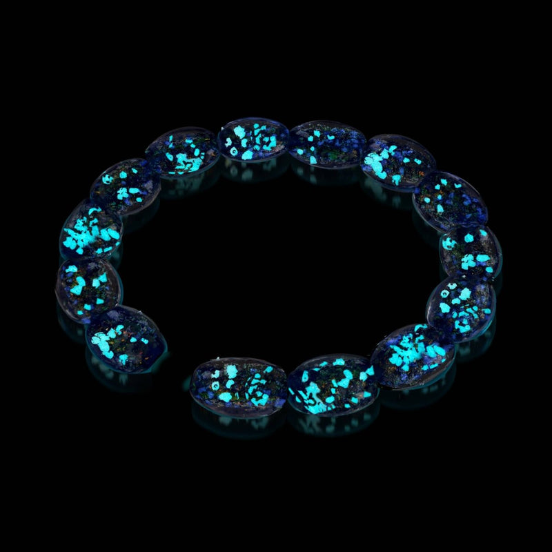 Sapphire Blaze | .925 Sterling Silver | Firework Glass Pebble Bracelet