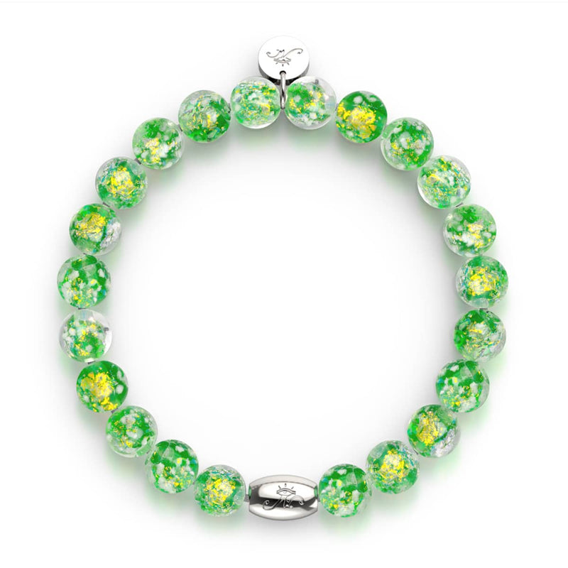 Verdant Burst | .925 Sterling Silver | Firework Glass Bracelet