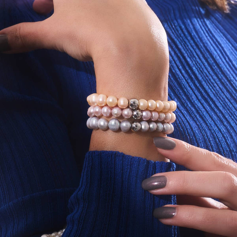 Champagne | .925 Sterling Silver | Freshwater Pearl Bracelet