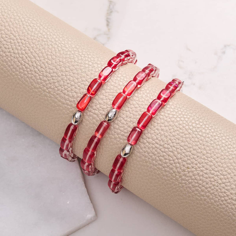 Blood Moon | .925 Sterling Silver | Galaxy Glass Pebble Bracelet