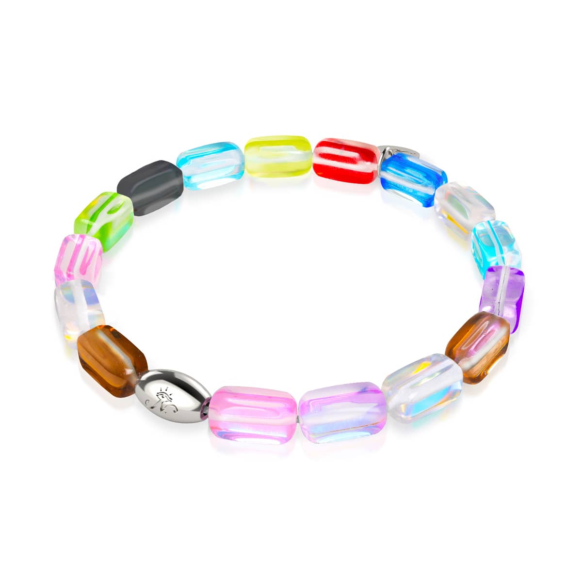 Cosmic Cascade | .925 Sterling Silver | Galaxy Glass Pebble Bracelet