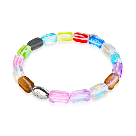 Cosmic Cascade | .925 Sterling Silver | Galaxy Glass Pebble Bracelet