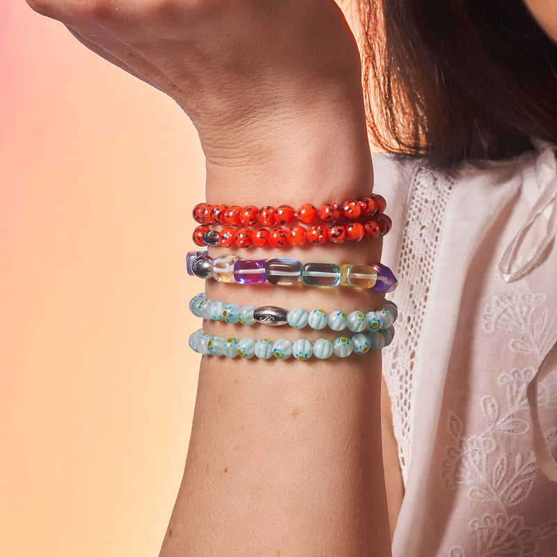 Cosmic Cascade | .925 Sterling Silver | Galaxy Glass Pebble Bracelet