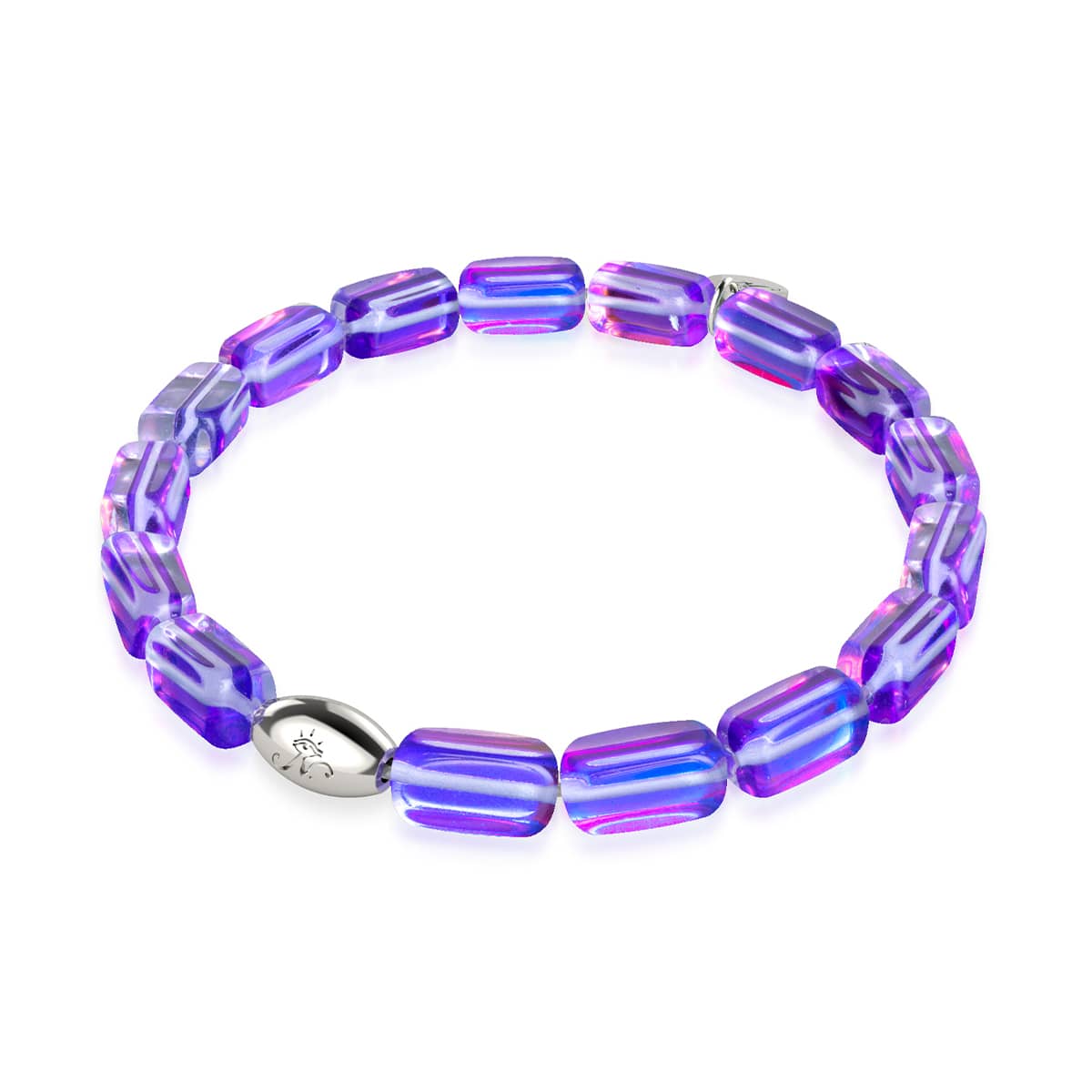 Cosmic Purple | .925 Sterling Silver | Galaxy Glass Pebble Bracelet