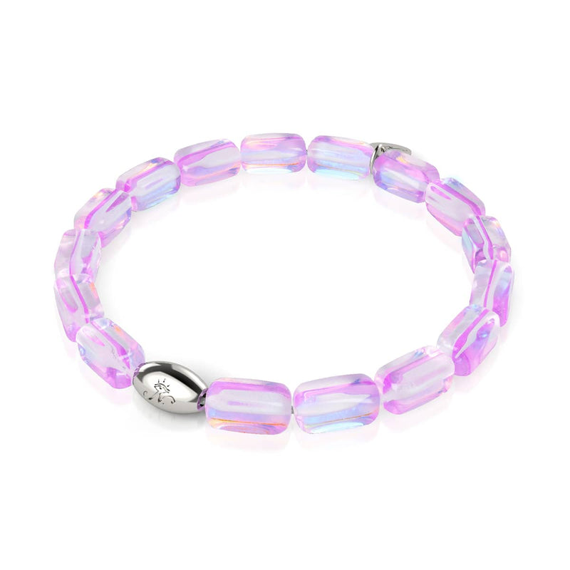 Lilac Moonrise | .925 Sterling Silver | Galaxy Glass Pebble Bracelet