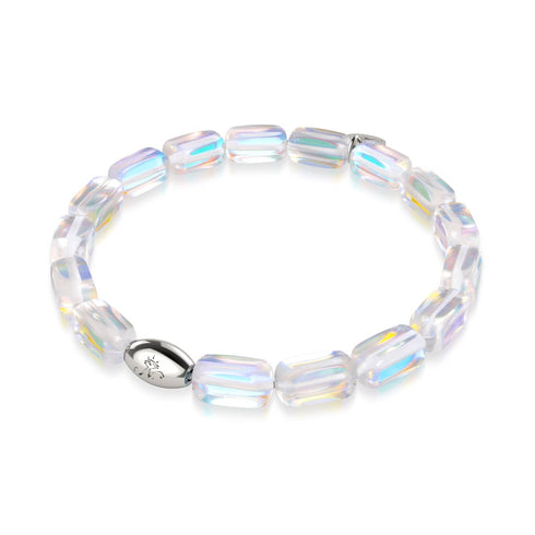 Rainbow Supernova | .925 Sterling Silver | Galaxy Glass Pebble Bracelet