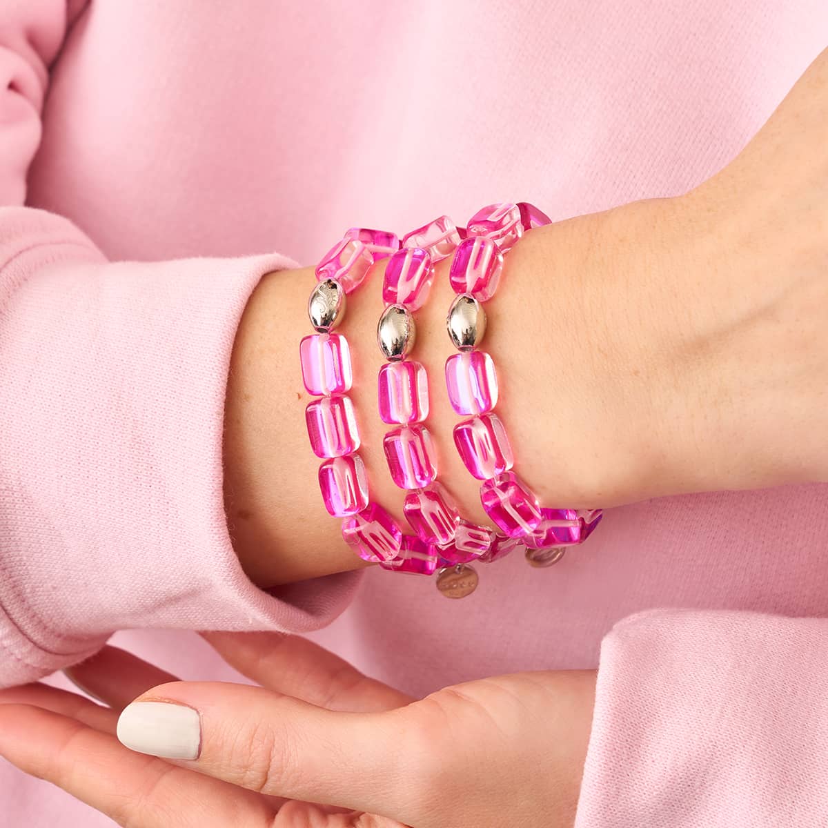 Rosette Nebula | .925 Sterling Silver | Galaxy Glass Pebble Bracelet