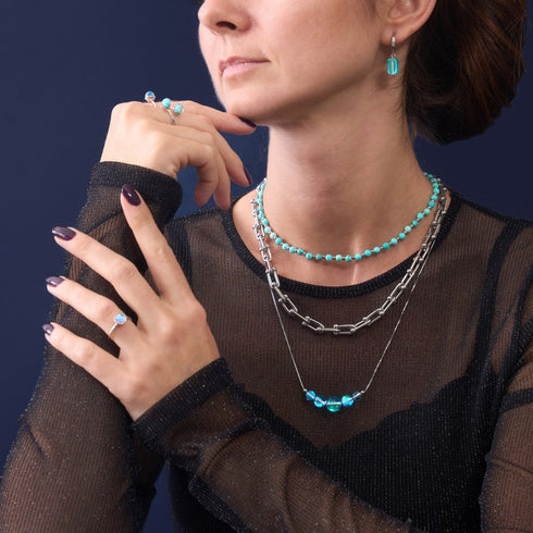 Blue Nebula | .925 Sterling Silver | Galaxy Glass Infinity Clasp Necklace