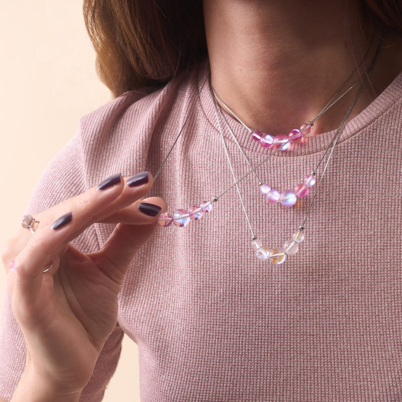 Pink Nebula | .925 Sterling Silver | Galaxy Glass Infinity Clasp Necklace