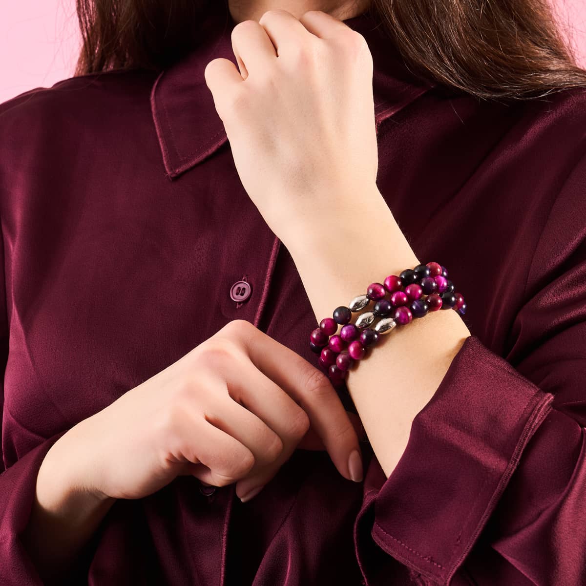 Mulberry Trance | .925 Sterling Silver | Galaxy Tiger's Eye Bracelet