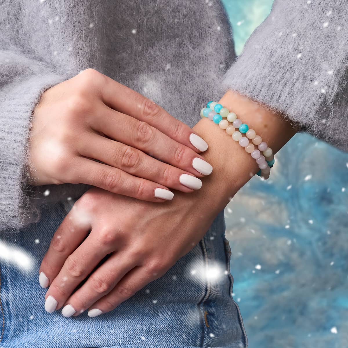 Glimmering Glaciers | Silver | Gilded Turquoise Gemstone Wrap