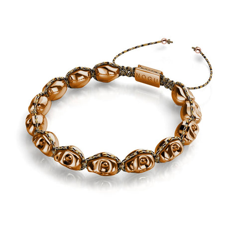 Bronze Bewitchment | Bronze Skulls x Black GloWeave | Macrame Bracelet