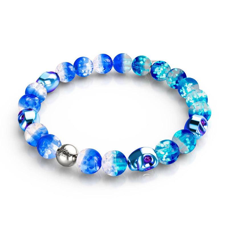 Eerie Tides | .925 Sterling Silver | Firefly Glass Skull Bracelet