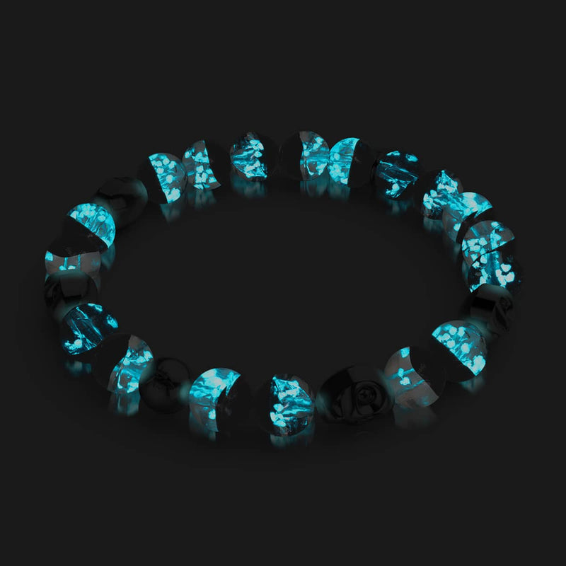 Nightfall Curse | .925 Sterling Silver | Firefly Glass Skull Bracelet