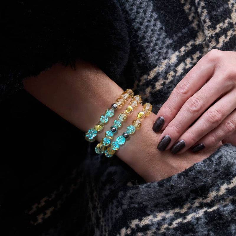 Sunset Spectre | .925 Sterling Silver | Firefly Glass Skull Bracelet