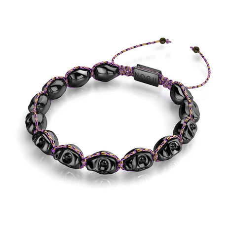 Witching Hour | Gunmetal Skulls x Violet GloWeave | Macrame Bracelet