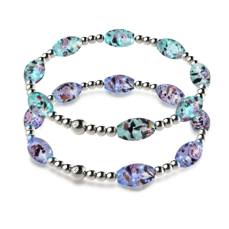 Lunar Glass Bloom Bracelet 2 Set