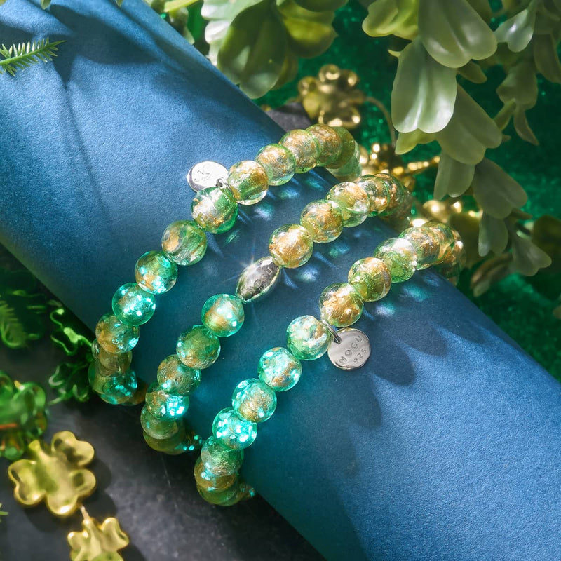 Emerald Eclipse | .925 Sterling Silver | Lunar Glass Bracelet