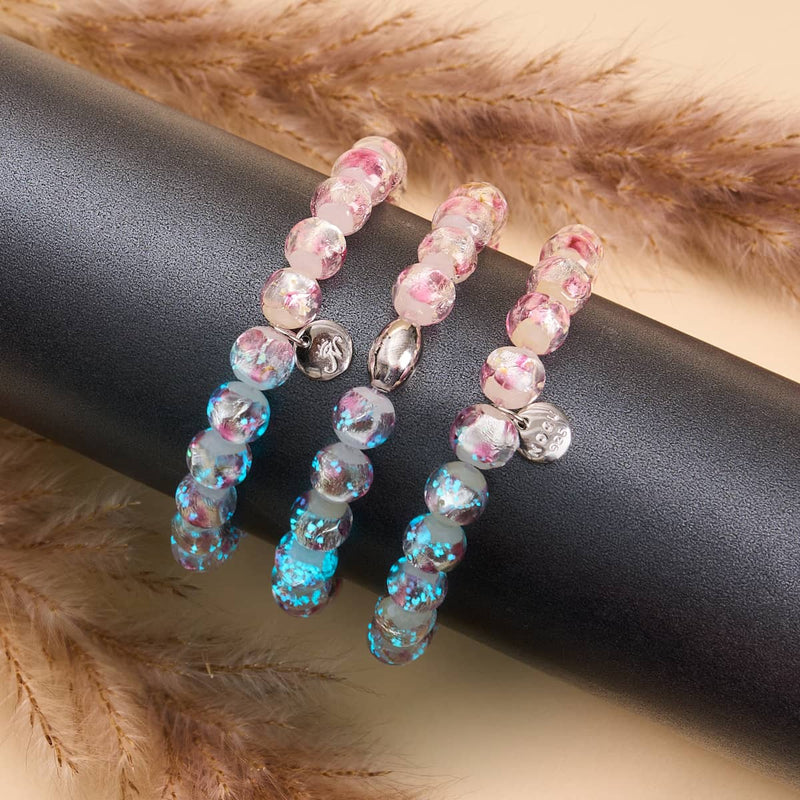 Pink Eclipse | .925 Sterling Silver | Lunar Glass Bracelet