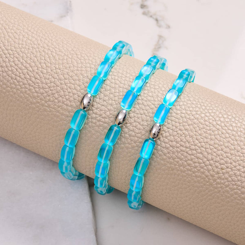 Aquamarine | .925 Sterling Silver | Mermaid Glass Pebble Bracelet
