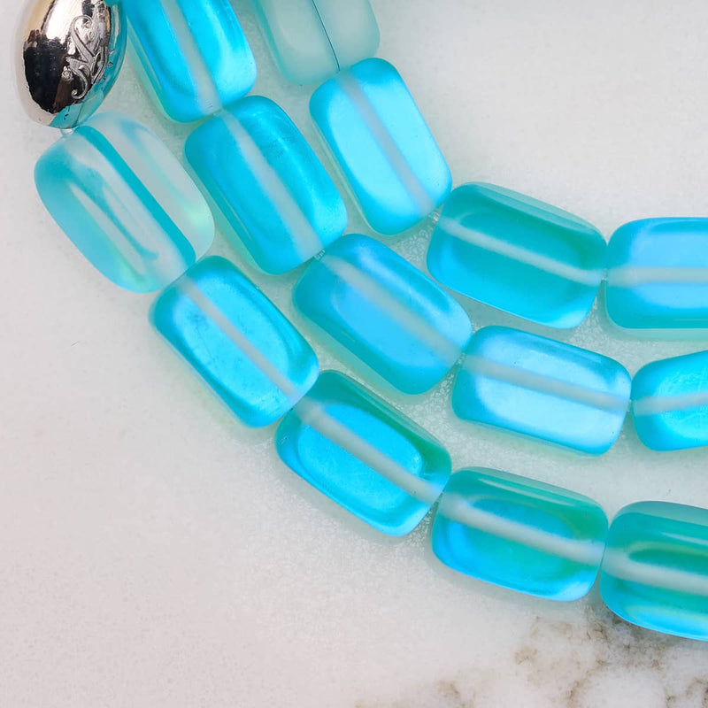 Aquamarine | .925 Sterling Silver | Mermaid Glass Pebble Bracelet