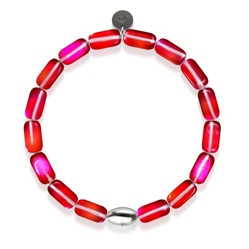 Dark Vermillion | .925 Sterling Silver | Mermaid Glass Pebble Bracelet