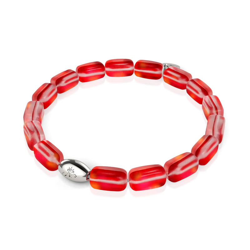 Dark Vermillion | .925 Sterling Silver | Mermaid Glass Pebble Bracelet