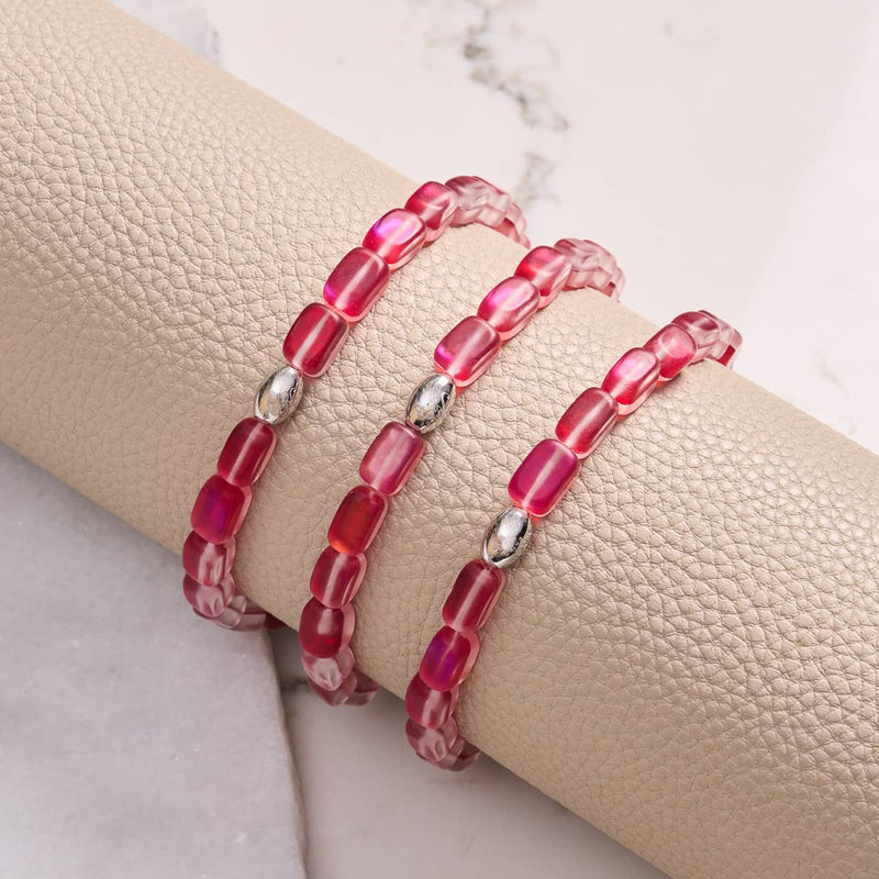 Dark Vermillion | .925 Sterling Silver | Mermaid Glass Pebble Bracelet