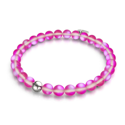 Magenta | Silver | Mermaid Glass Bead Bracelet