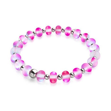 Magenta | Silver | Mermaid Glass Macaron Bracelet