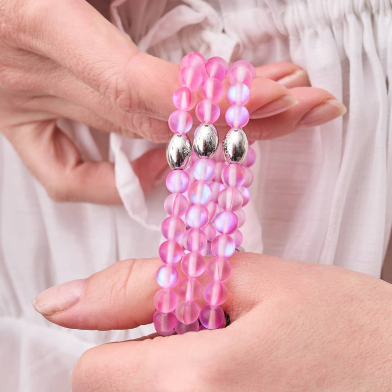 Pink | .925 Sterling Silver | Mermaid Glass Bead Bracelet