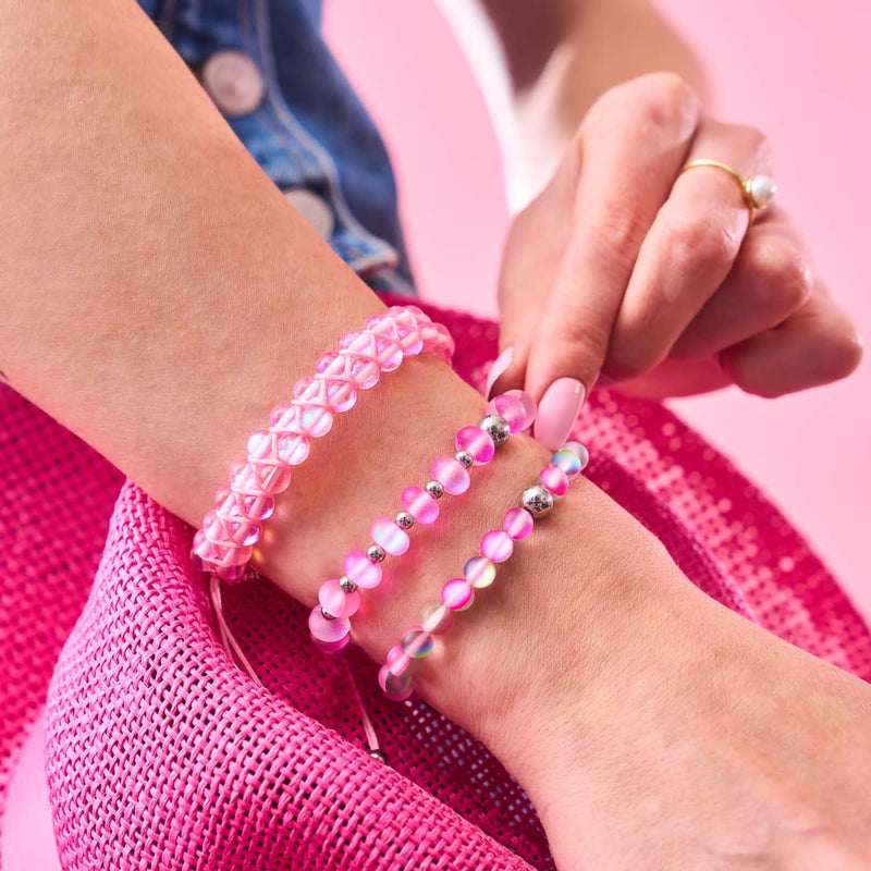 Pink Lemonade | Silver | Mermaid Glass Bead Bracelet