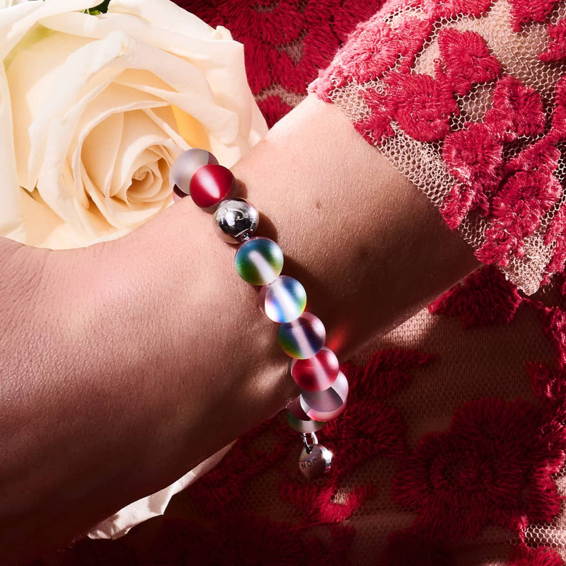 Pomegranate | Silver | Mermaid Glass Statement Bracelet