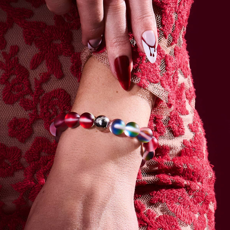 Pomegranate | Silver | Mermaid Glass Statement Bracelet