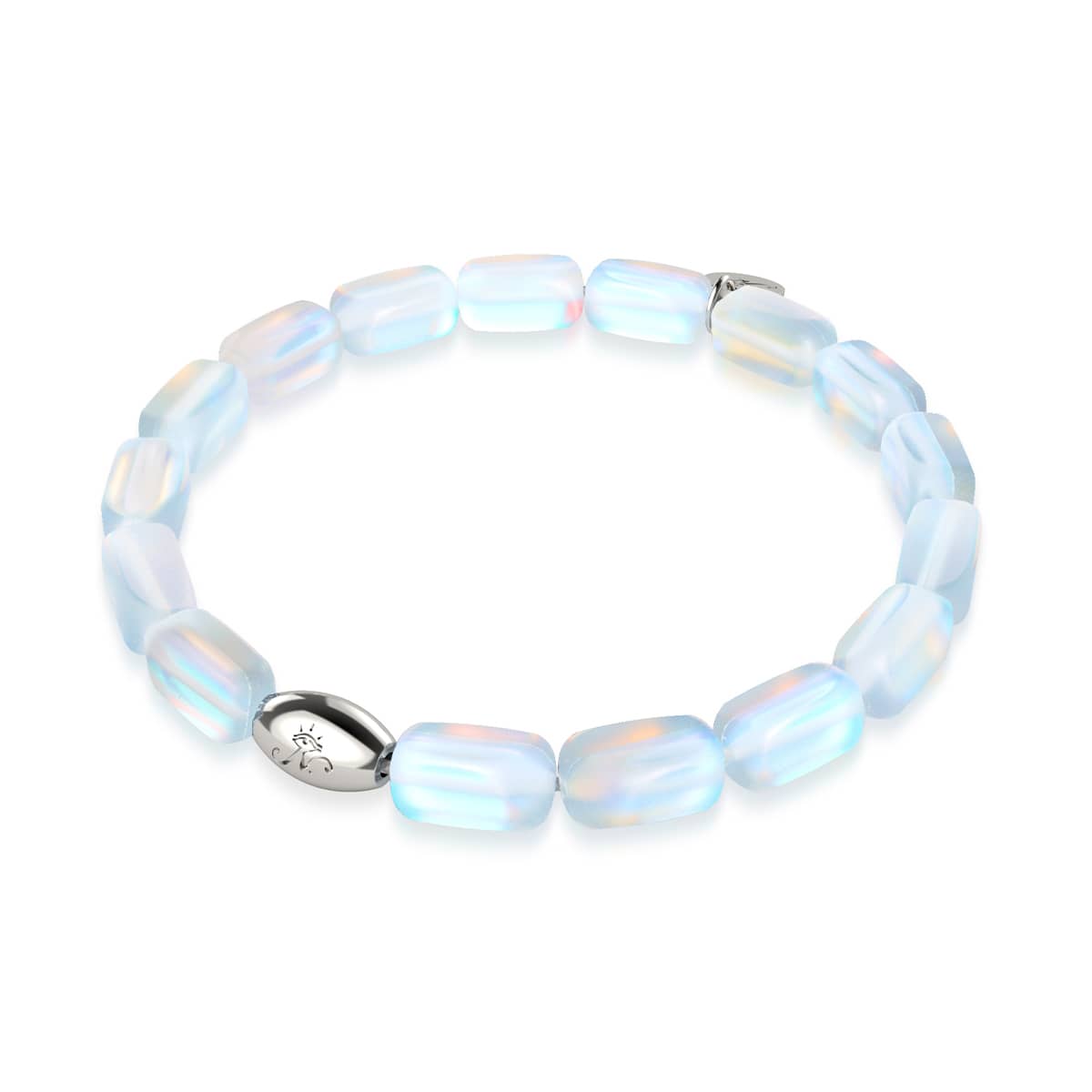 Rainbow White | .925 Sterling Silver | Mermaid Glass Pebble Bracelet
