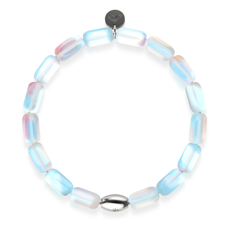 Rainbow White | .925 Sterling Silver | Mermaid Glass Pebble Bracelet