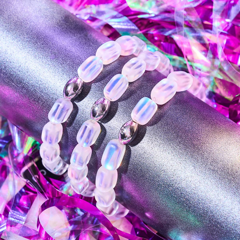 Rainbow White | .925 Sterling Silver | Mermaid Glass Pebble Bracelet